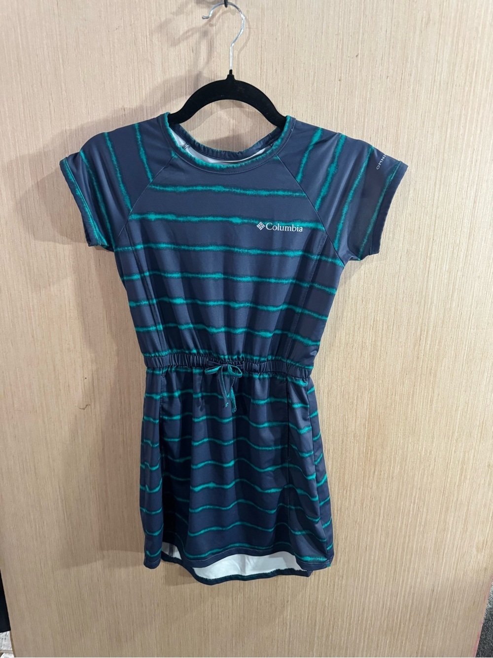 Columbia Omni Freeze Navy & Teal Striped Athletic Dress Sixe Small